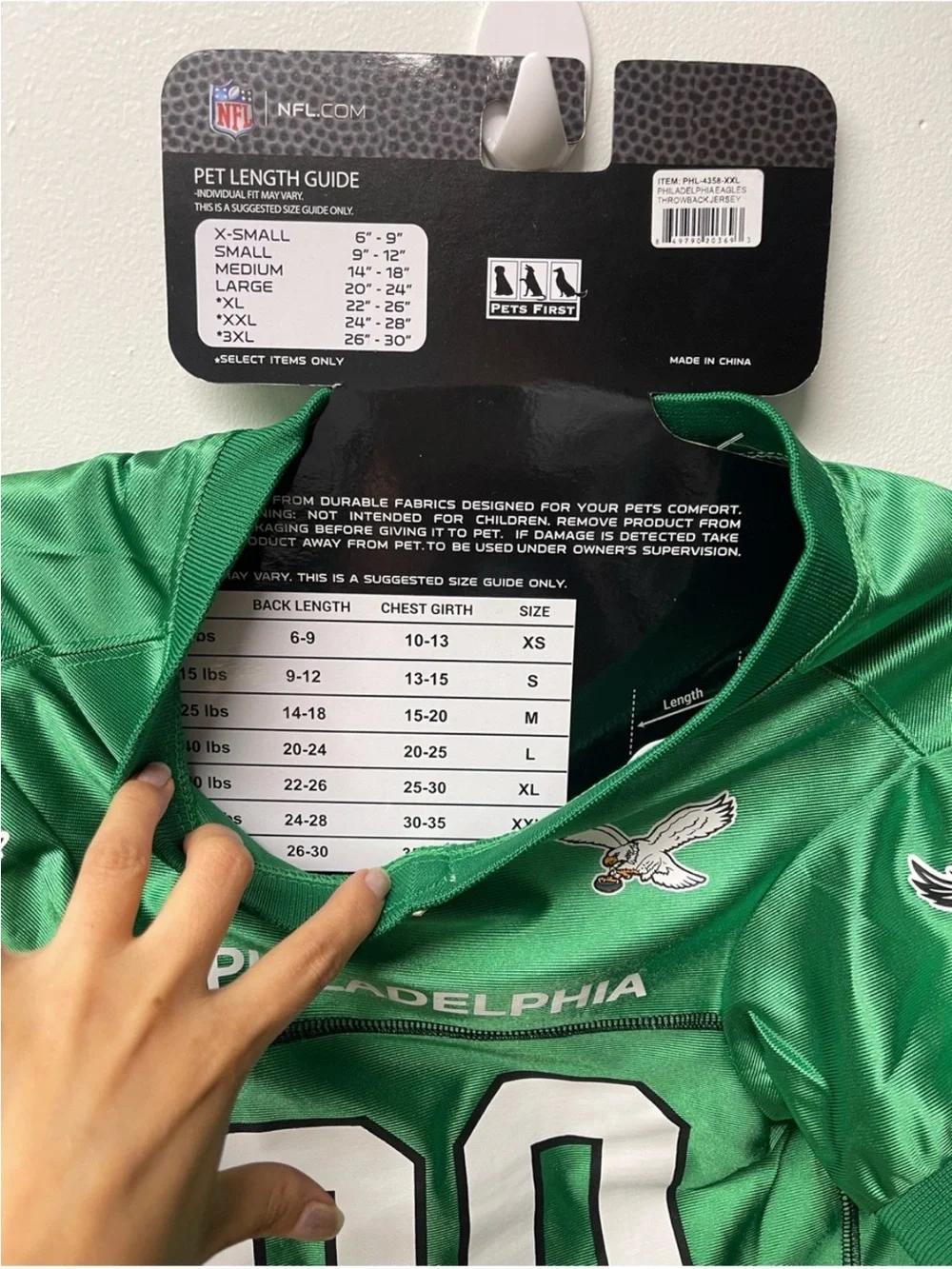 NFL EAGLES Philadelphia Officially Licensed Kelly Green Throwback Pet Jersey XXL